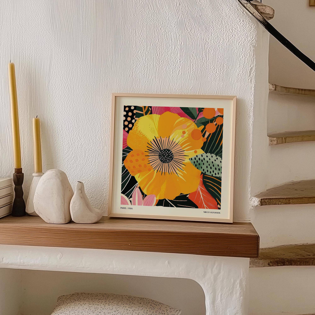 High-quality yellow flower art print with intricate details