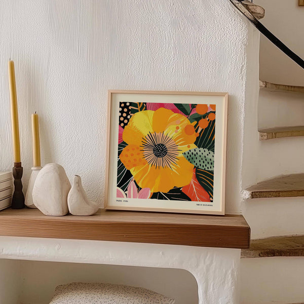 High-quality yellow flower art print with intricate details