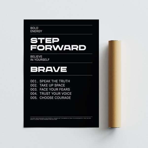 High-contrast artwork reminding viewers to trust their voice and take up space.