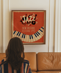 Jazz Art Print with Beige and Black, suitable for study or office wall art