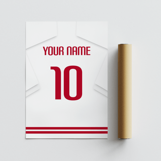 Minimalist Red and White Sevilla Football Shirt Poster featuring back-of-shirt design