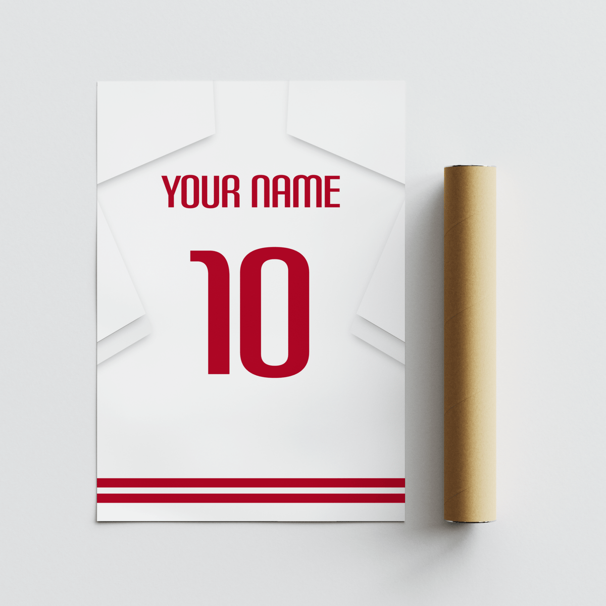 Minimalist Red and White Sevilla Football Shirt Poster featuring back-of-shirt design