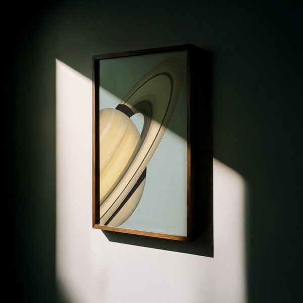 Decorative Saturn Art Print with Beige rings for kids’ room wall art