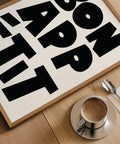 Modern typography wall art for kitchens and dining rooms
