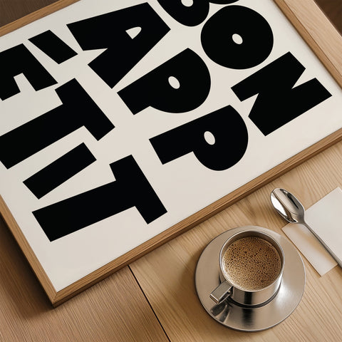 Modern typography wall art for kitchens and dining rooms
