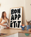 Minimalist kitchen art Bon Appétit poster
