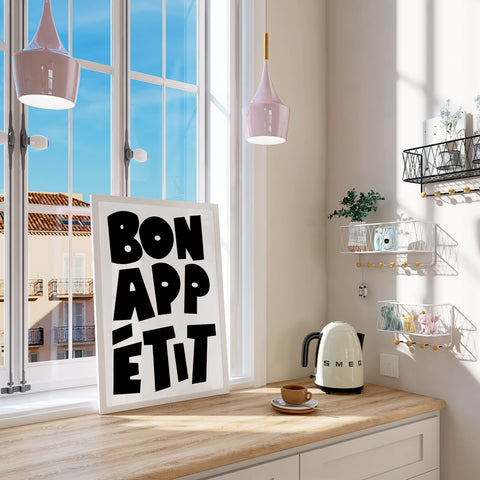 Elegant Bon Appétit wall poster for contemporary kitchens
