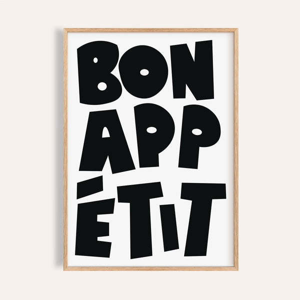 French art prints featuring Bon Appétit typography design