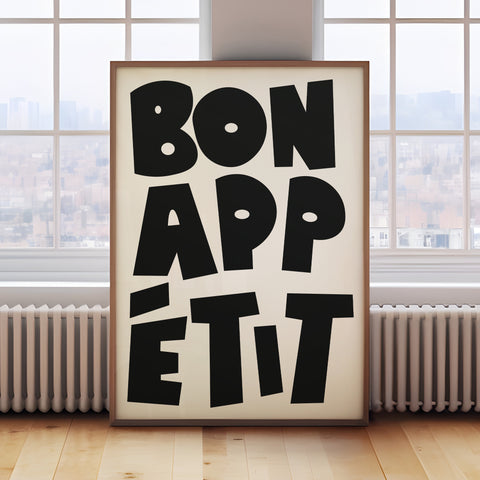 Unique Kitchen Wall Art | Bon Appetit Typography Print