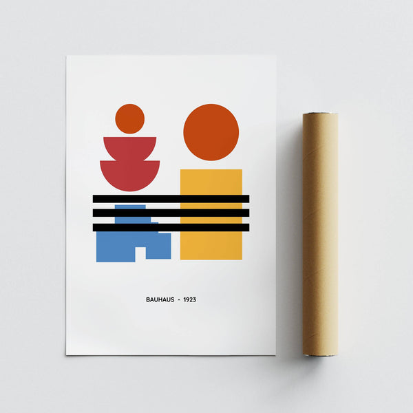 Minimalist art poster with clean black lines and colour blocks
