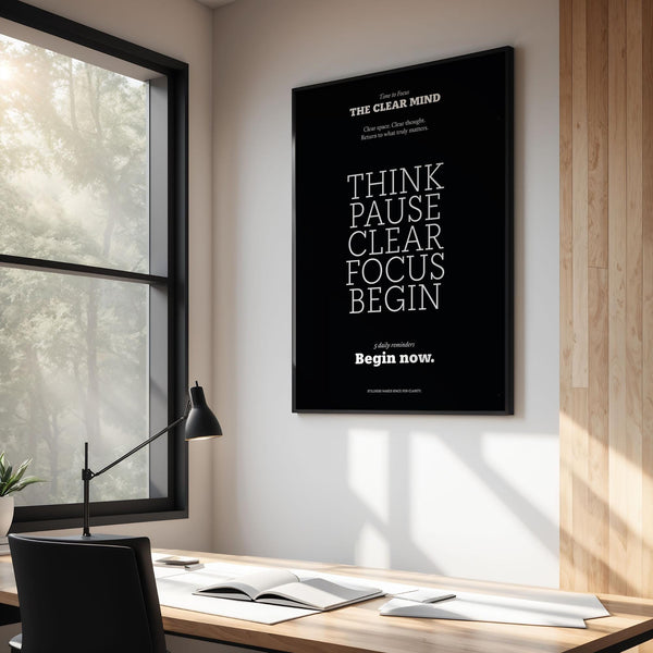 Crisp white text Motivational Quote Prints on black background.