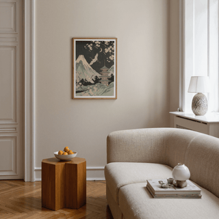 Crane Japanese Art poster with Green and Beige for bedroom décor