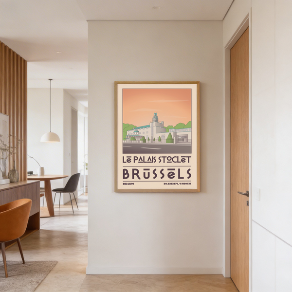 Color palette view with Green, Blue, Orange, Beige blocks on facade