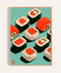 Sushi Art Print with Red, Green, Blue in kitchen wall art