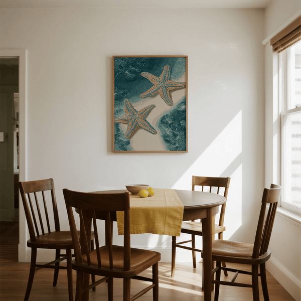 Underwater Starfish Print featuring Brown hues for modern bathroom print