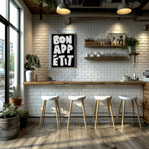 Modern Bon Appétit wall art print for kitchen decor
