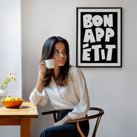 French style Bon Appétit wall art poster for dining room