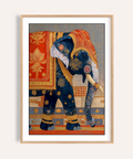 Ornate Indian Elephant Print poster with patterned elephant and tusks