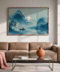 Serene Nature Poster minimalist blue tones for contemporary living room