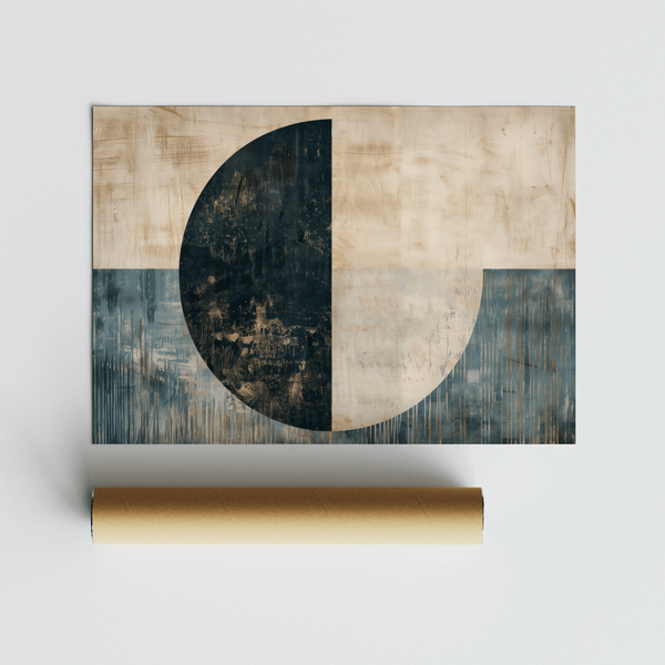 Modern Art Poster with Blue and Beige color palette for entryway wall art