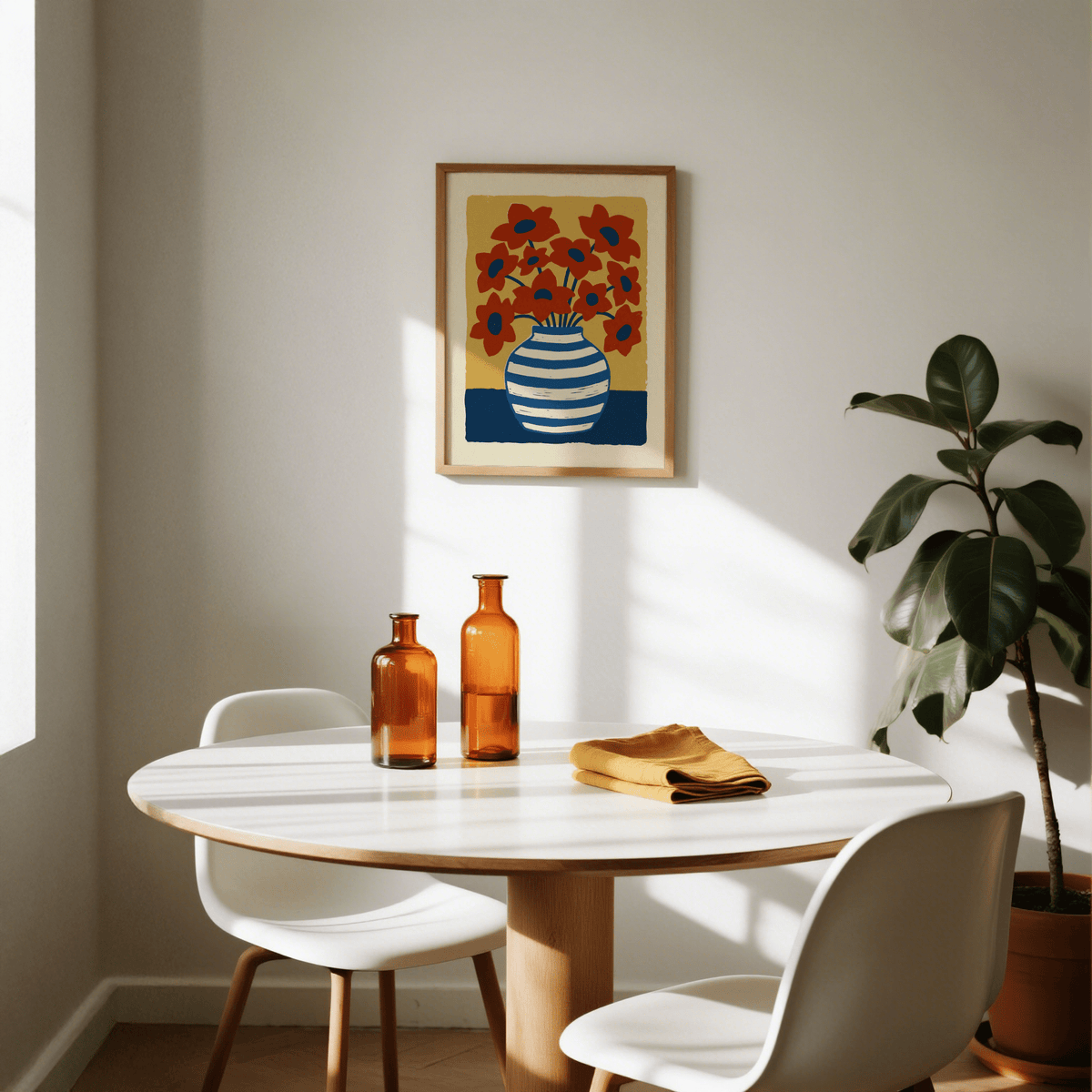Vase Art Poster highlighting beige and yellow background in a stylish print