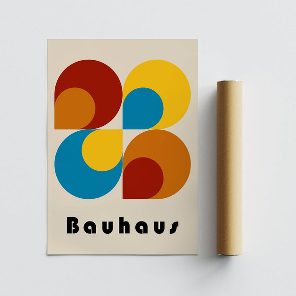 Primary coloured shapes in high-contrast geometric prints poster