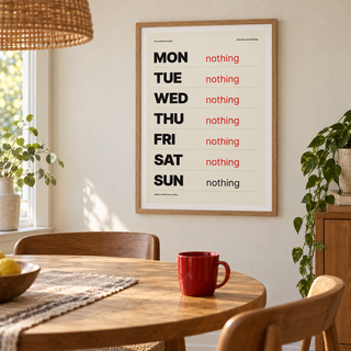 Retirement plan week print above a dining table in a dining room