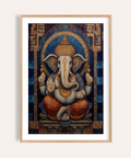 Centered Ganesha Wall Art poster with mosaic-style deity and halo arch