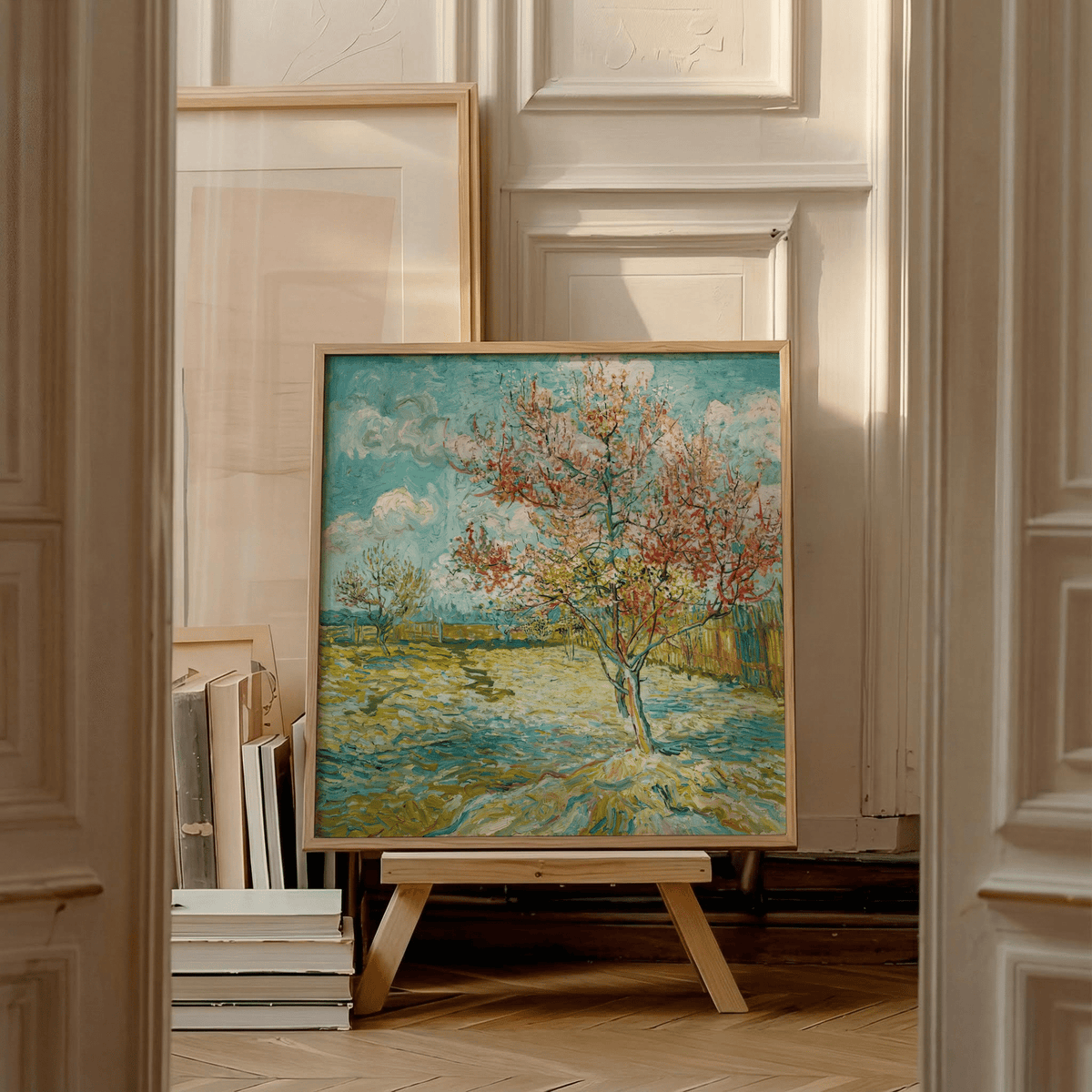 Impressionist Wall Art in Pink Blue tones for hallway art print
