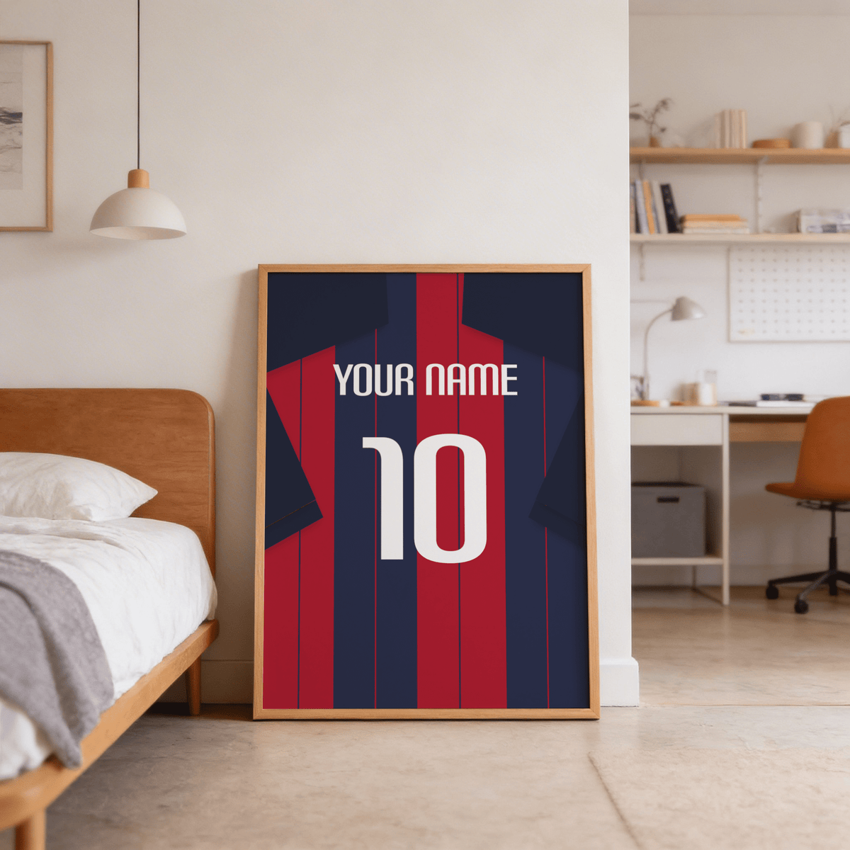 Close-up detail of Bologna Football Shirt Poster highlighting block lettering and big 10 digit