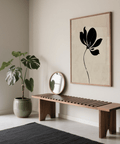 Botanical Black Flower Art Print with black color for hallway wall art
