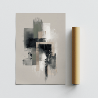 Modern Abstract Poster featuring gold and green for bedroom wall art