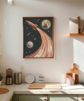 Rocket Ship Wall Art design for children's bedroom with stars and rocket