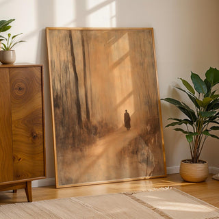 Wabi sabi forest painting in the style of antique Japanese prints.