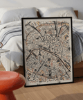 Map texture crop of Paris Map Art Print with hand-drawn strokes and doodle marks