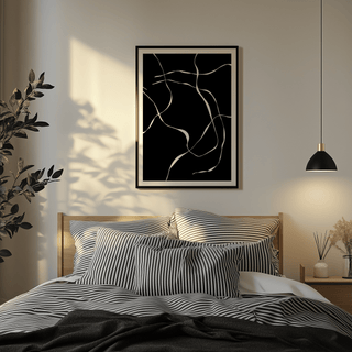 Abstract Lines Art Print close up showing thin white curves