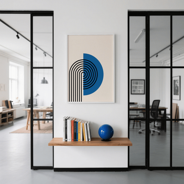 Statement Abstract Arch Print for modern dining room in Black and Blue