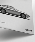 Maserati Khamsin Poster in sophisticated Black and White for bedroom wall art