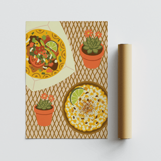Taco Wall Art with green accents, kitchen art print with orange touch