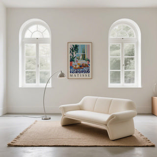 Lush indoor plants and food scene in this vibrant French prints poster.