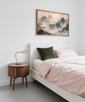 Pink and Gray Tiger Mountain Wall Art poster for bedroom elegance