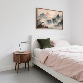 Pink and Gray Tiger Mountain Wall Art poster for bedroom elegance