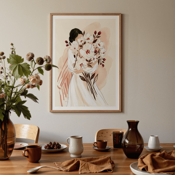 Square botanical art print ideal for modern interiors