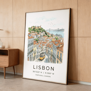 Lisbon City Art Print travel poster illustration of domed church