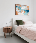 Abstract Cloud Print poster in Orange and Beige for bedroom decor