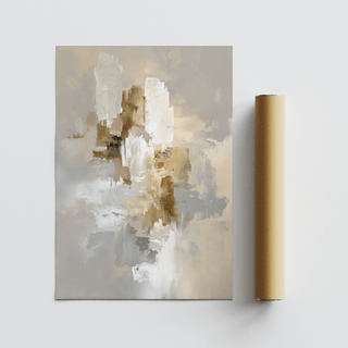 Abstract Neutral Art Print showing beige tones for contemporary bedroom poster