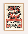 Centered serpent wall art poster with bold black and red motifs and Spanish text