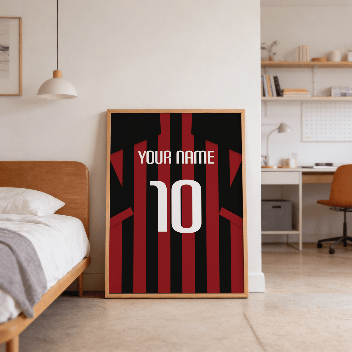 Close-up of Bournemouth Football Shirt Poster highlighting the YOUR NAME lettering and bold number 10