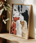 Colorful Dog Poster with Black and White dogs for dining room wall