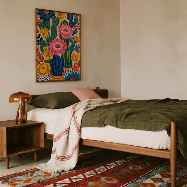 Colorful Botanical Wall Art featuring green cacti, ideal for entryway wall art